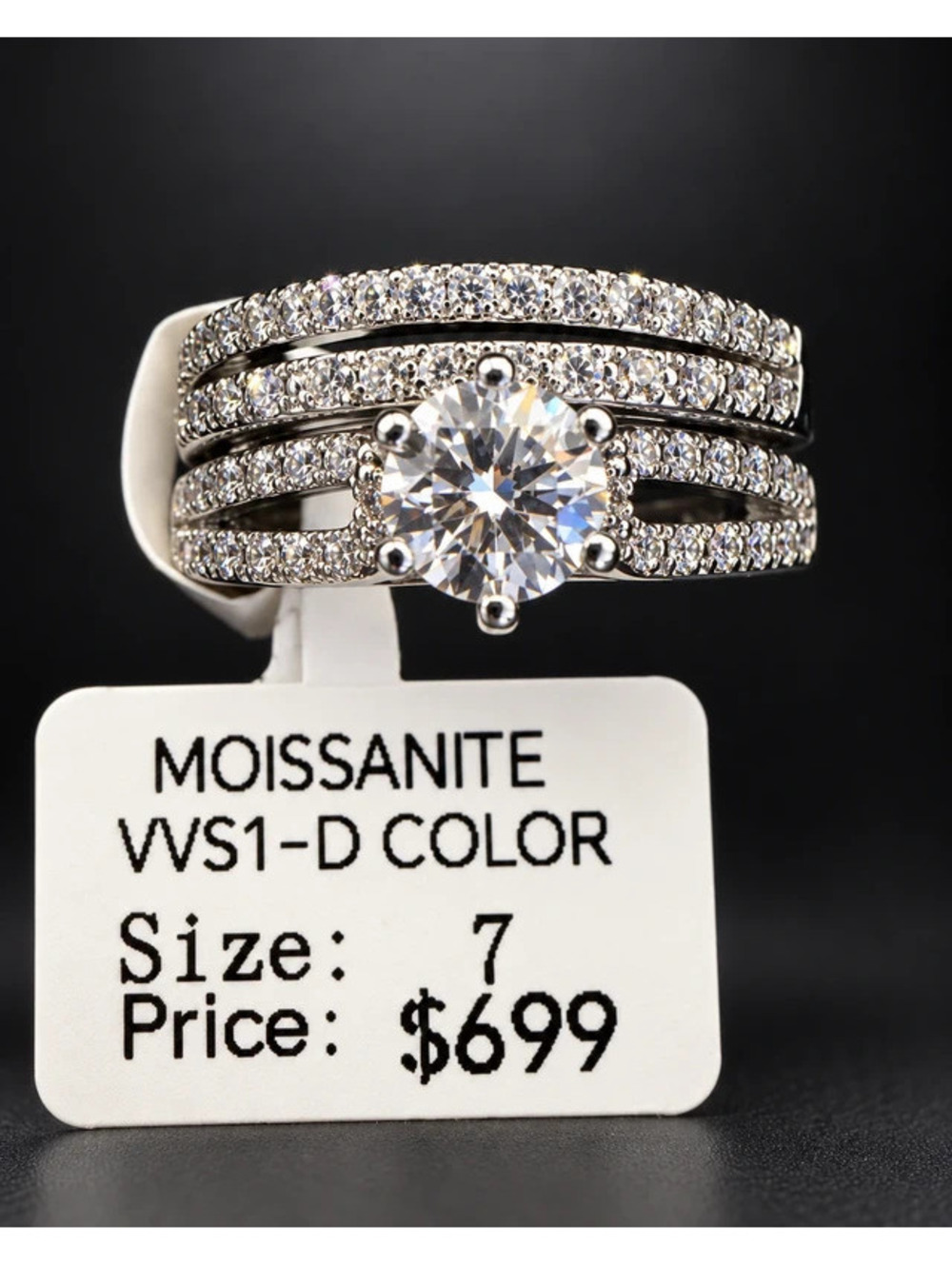 #823 Moissanite Wedding Ring Set Size 7 VVS1 D Color – Sparkling Bridal Set